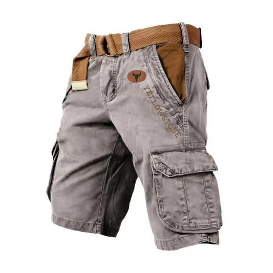 Shorts cargo para hombre de algodón con múltiples bolsillos y corte relajado