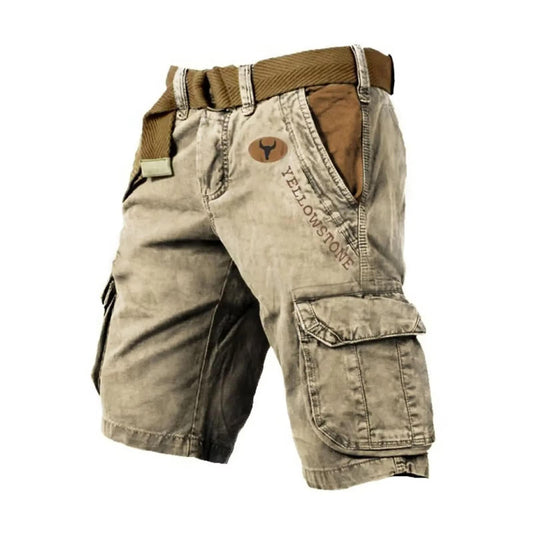Shorts cargo pour homme en coton, multi-poches, coupe décontractée