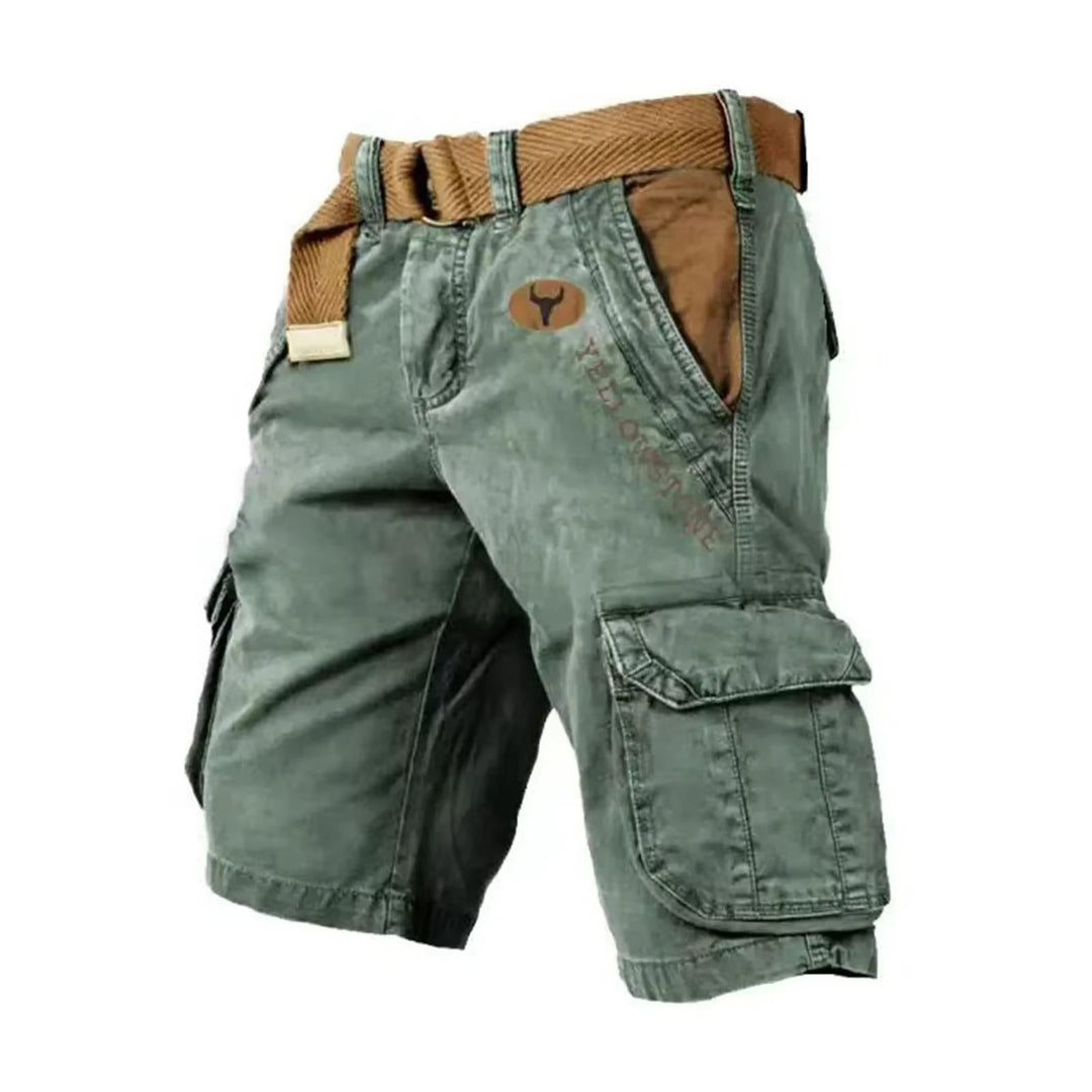Shorts cargo para hombre de algodón con múltiples bolsillos y corte relajado
