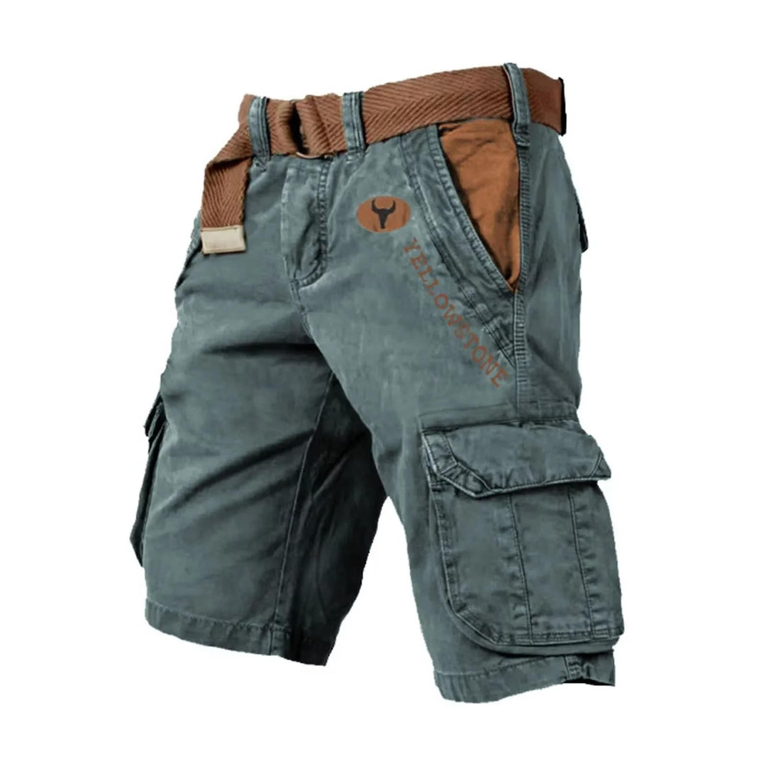 Shorts cargo para hombre de algodón con múltiples bolsillos y corte relajado