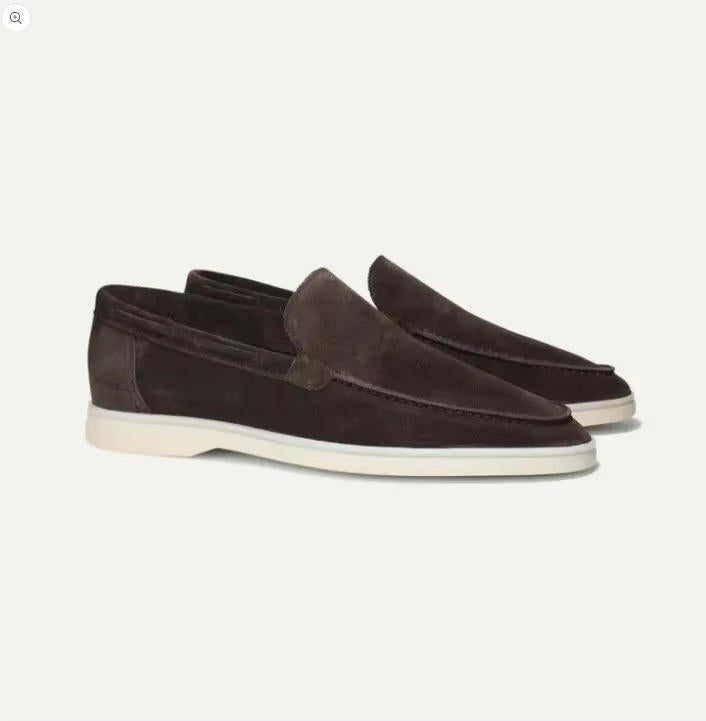 Mocassins homme en daim à enfiler avec panneaux élastiques, col rembourré et semelle en caoutchouc antidérapante