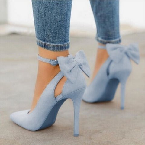 Escarpins femme en satin avec nœud, bout pointu, talon haut, tenue formelle