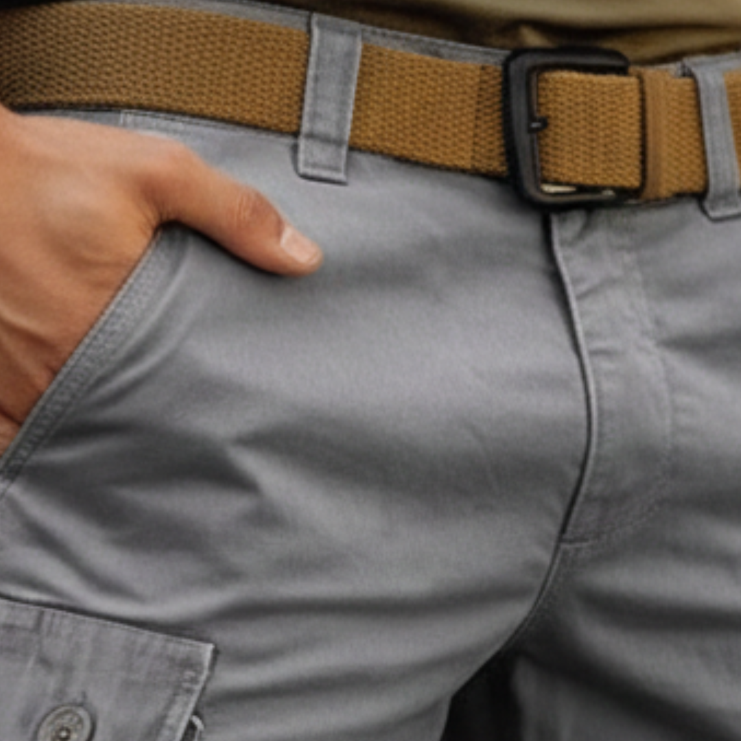 Men’s Cotton Cargo Shorts with Multiple Pockets Adjustable Waist