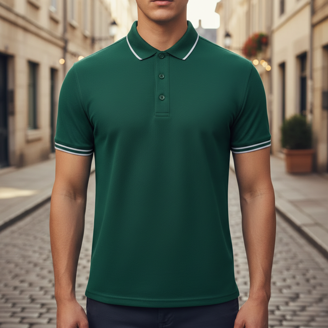 Camiseta tipo polo de manga corta con ribete para hombre