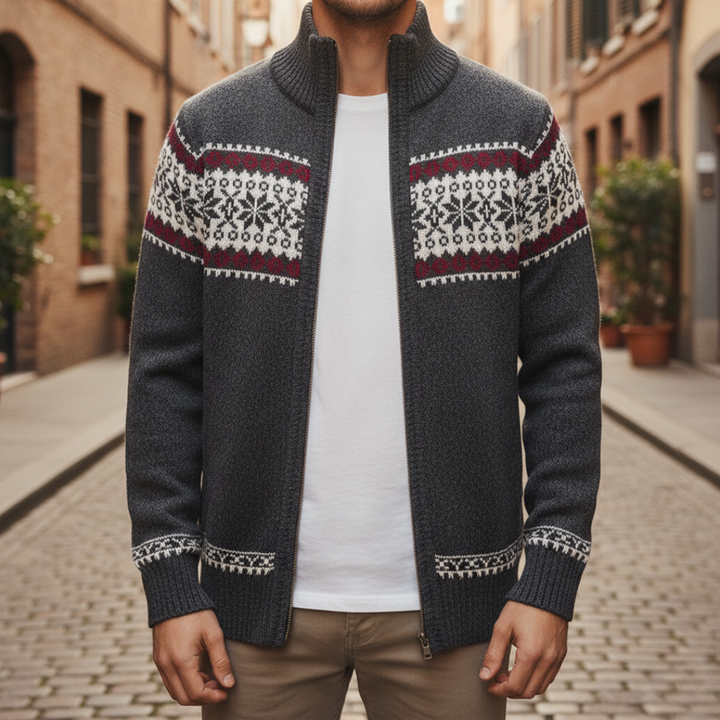 Cardigan à fermeture éclair intégrale pour homme, style nordique
