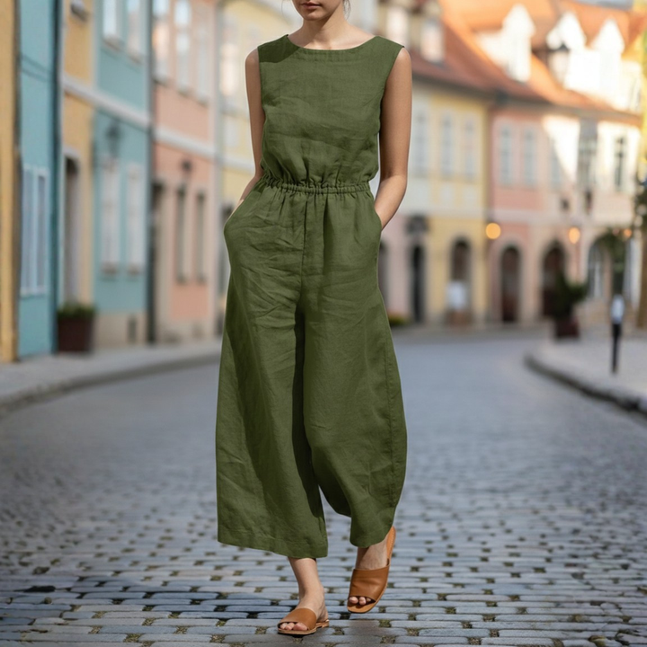 Jumpsuit Sleeveless Wide Leg Elastic Waist Women