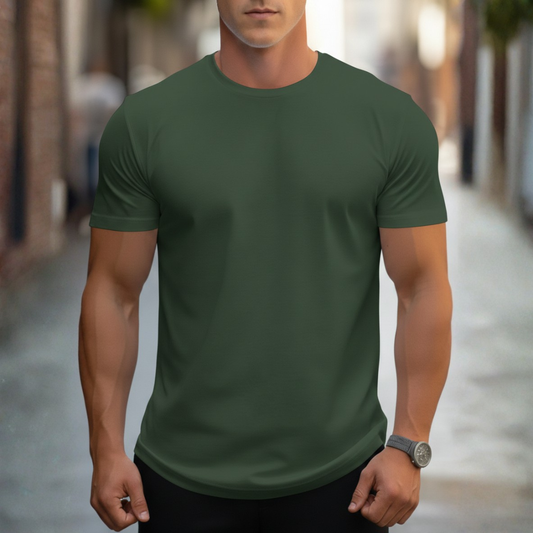 Camiseta de cuello redondo, manga corta, ajuste entallado para hombre