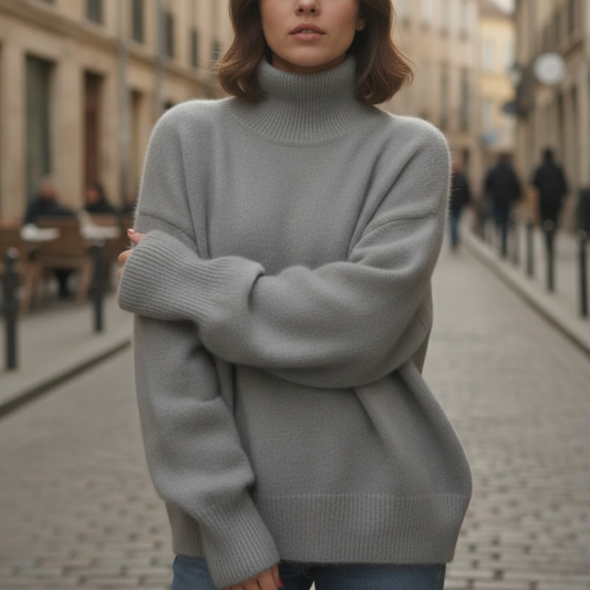Pull à col roulé en maille oversize pour femme hiver