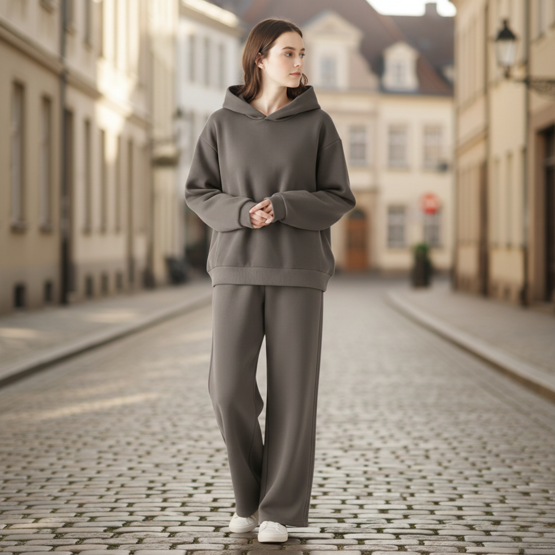Lounge Set Hoodie Straight Leg Pants Relaxed Fit Womens