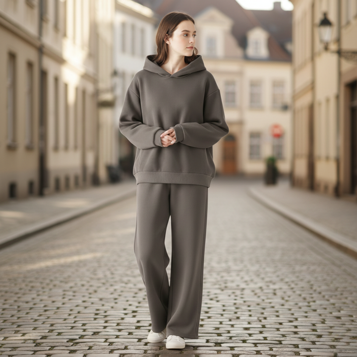 Lounge Set Hoodie Straight Leg Pants Relaxed Fit Womens