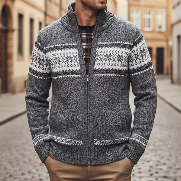 Cardigan à fermeture éclair intégrale pour homme, style nordique