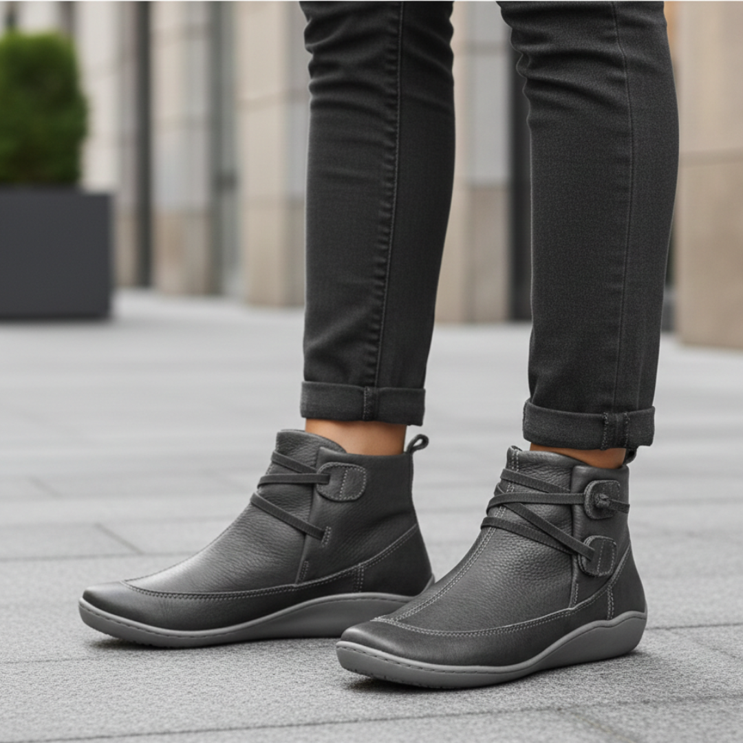 Women’s Orthopedic Faux Leather Shoes with Colored Sole