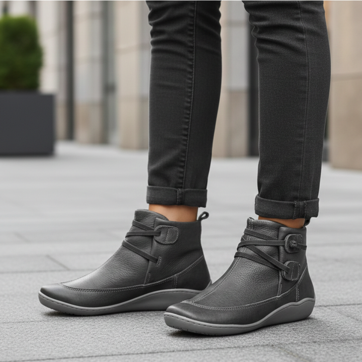 Women’s Orthopedic Faux Leather Shoes with Colored Sole