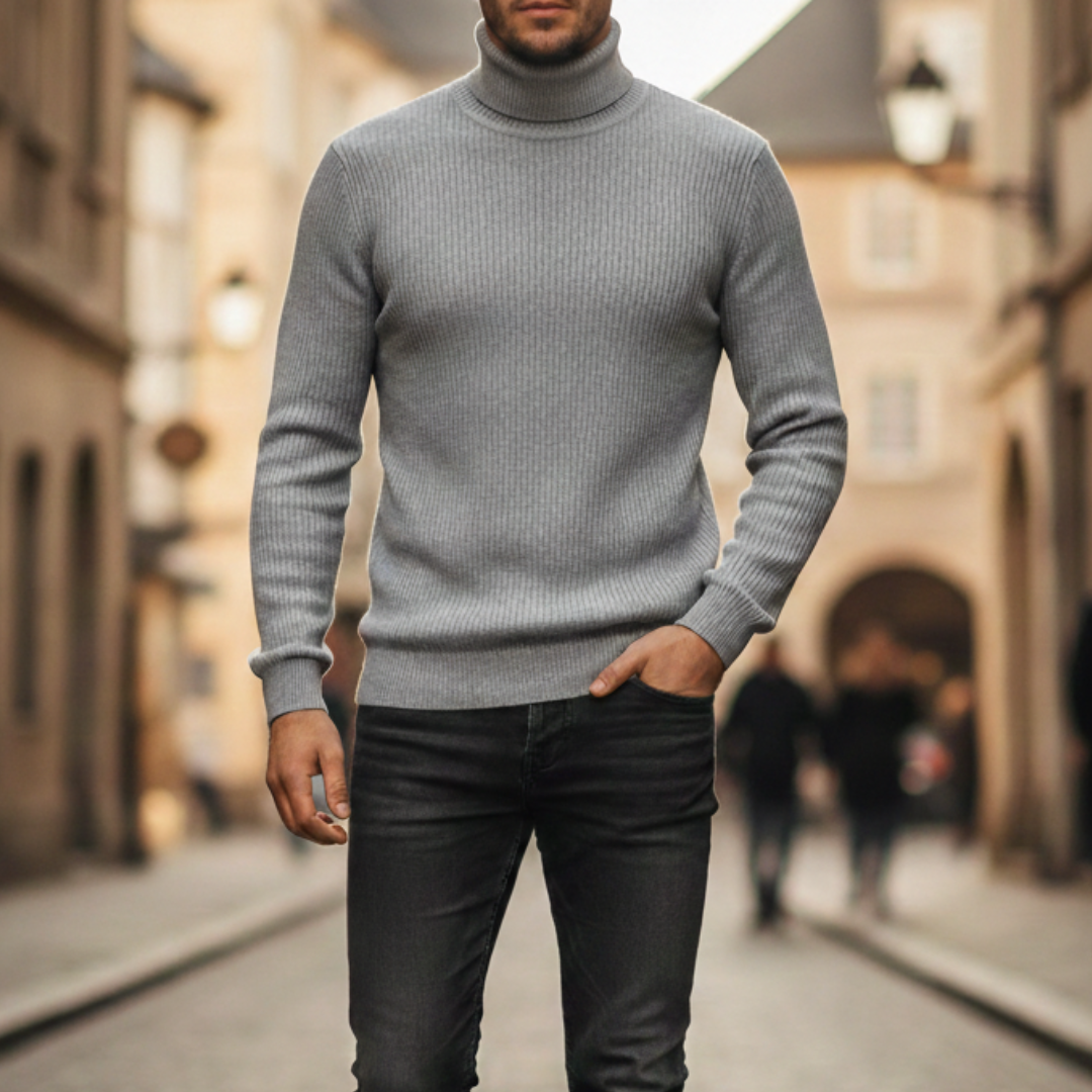 Suéter de cuello alto tejido para hombre
