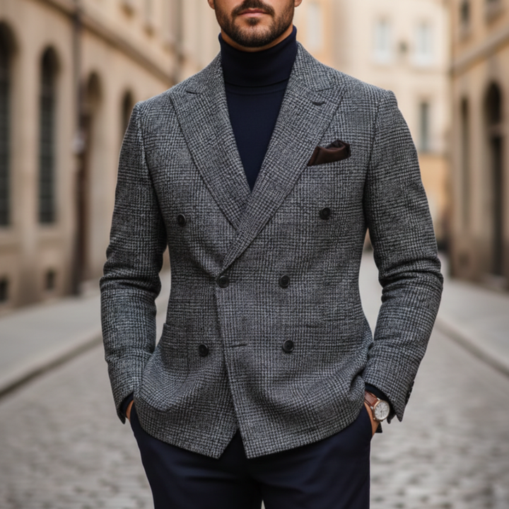 Veste croisée à carreaux pour homme
