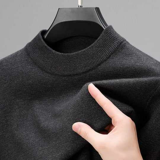Pull homme en cachemire à manches longues, coupe régulière, col rond
