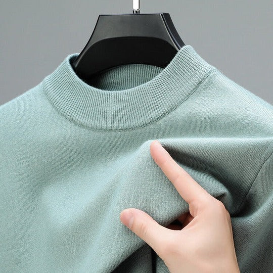 Pull homme en cachemire à manches longues, coupe régulière, col rond