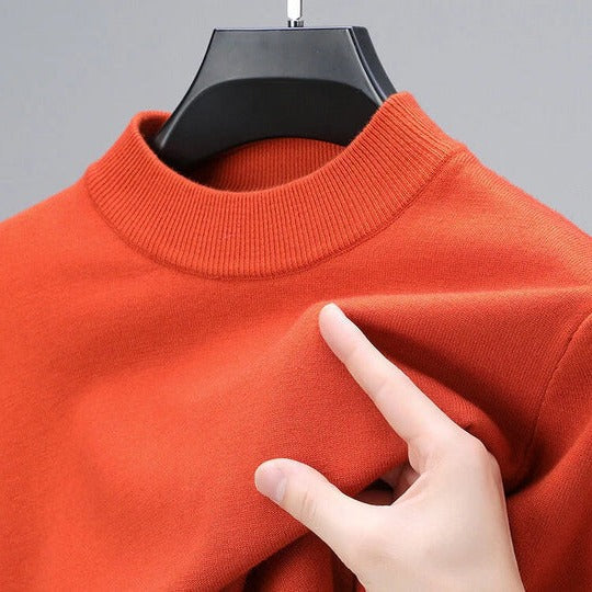 Pull homme en cachemire à manches longues, coupe régulière, col rond