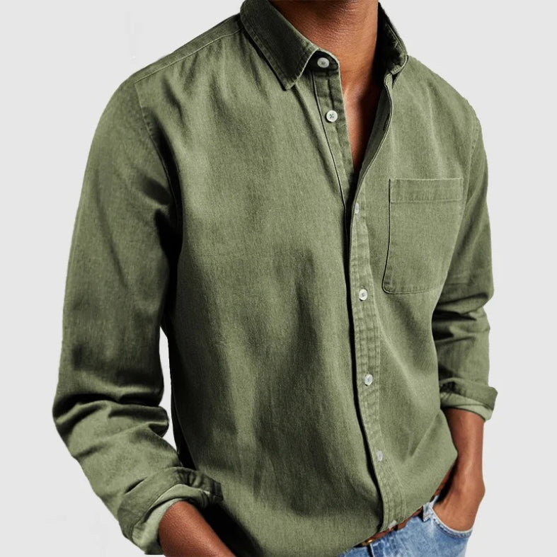 Chemise vintage en chambray de coton pour homme