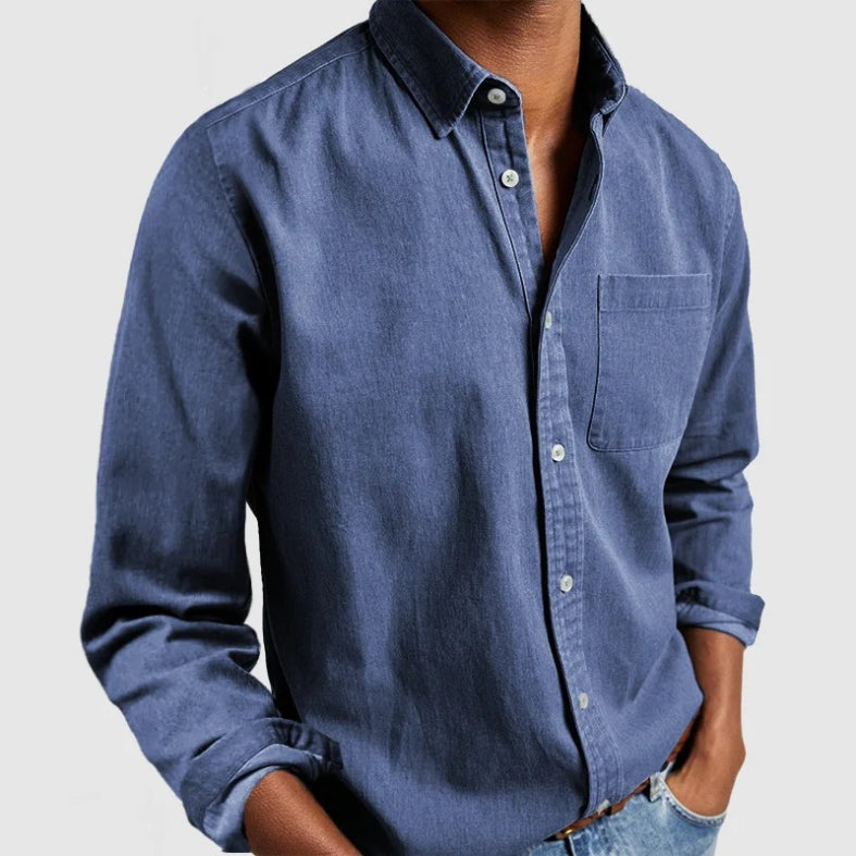 Chemise vintage en chambray de coton pour homme