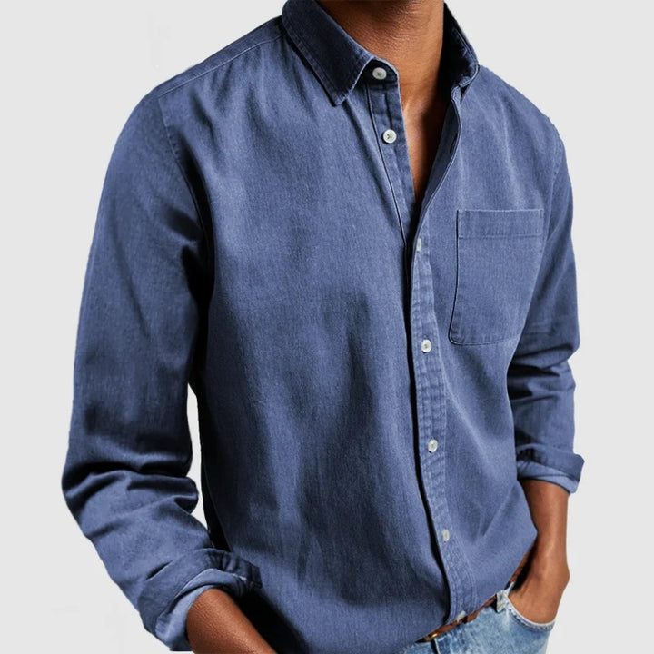 Men's Vintage Cotton Chambray Shirt Top