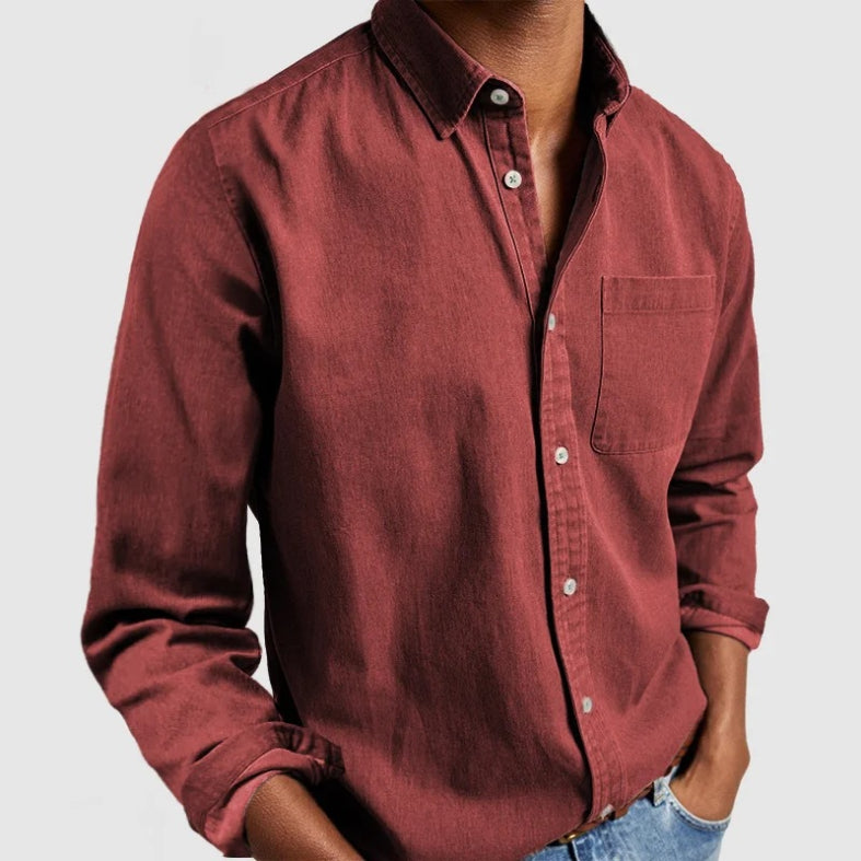 Chemise vintage en chambray de coton pour homme