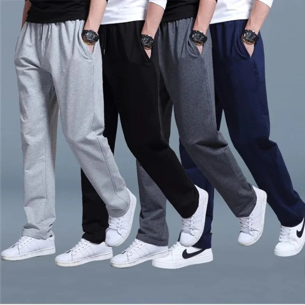 Pantalon de survêtement homme en mélange de coton, taille élastique avec cordon, coupe régulière