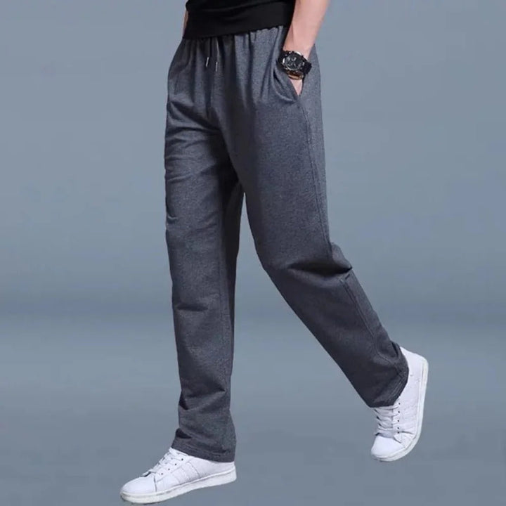 Pantalon de survêtement homme en mélange de coton, taille élastique avec cordon, coupe régulière