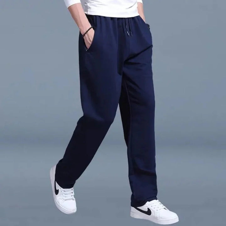 Pantalon de survêtement homme en mélange de coton, taille élastique avec cordon, coupe régulière