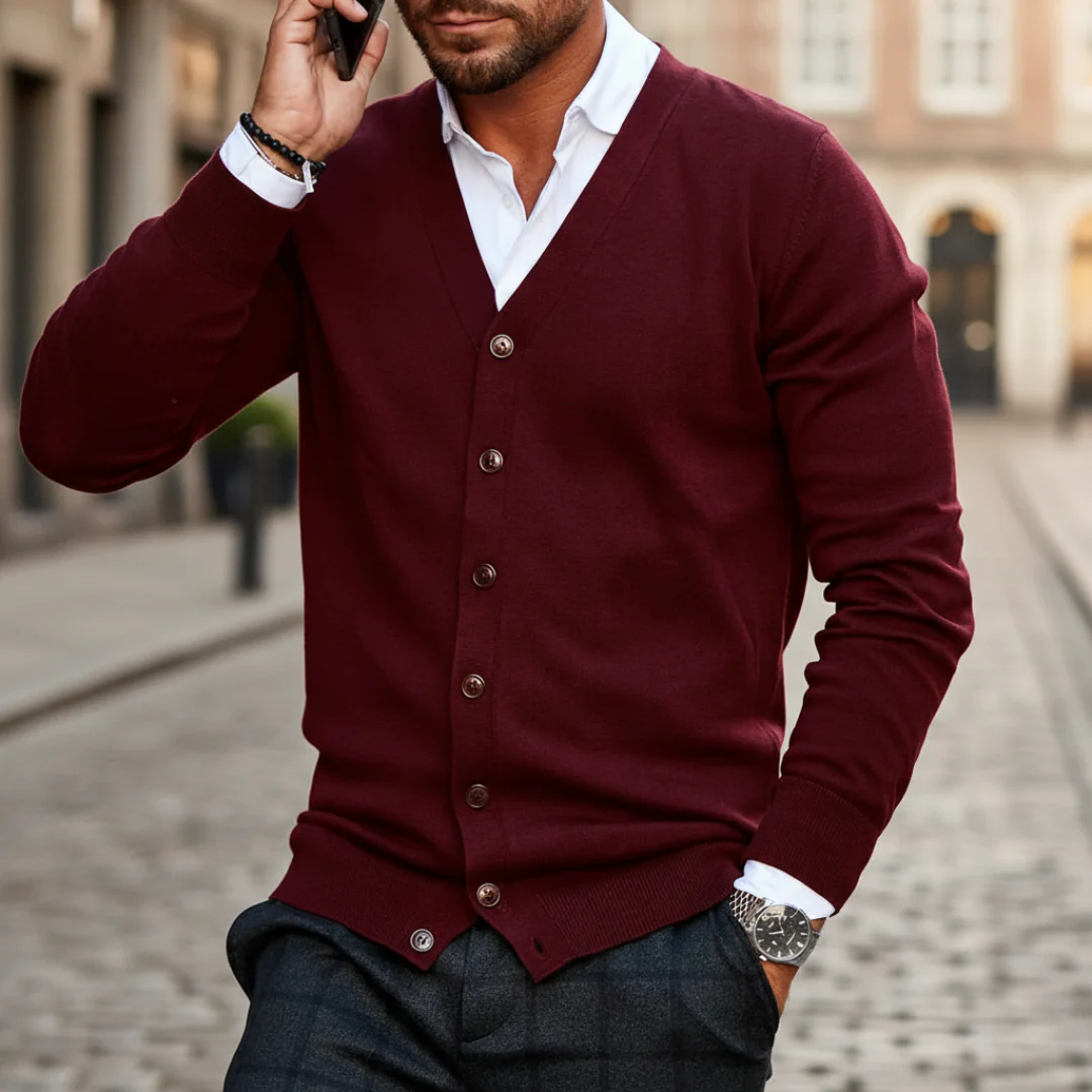 Men’s Mixed Fabric Cardigan