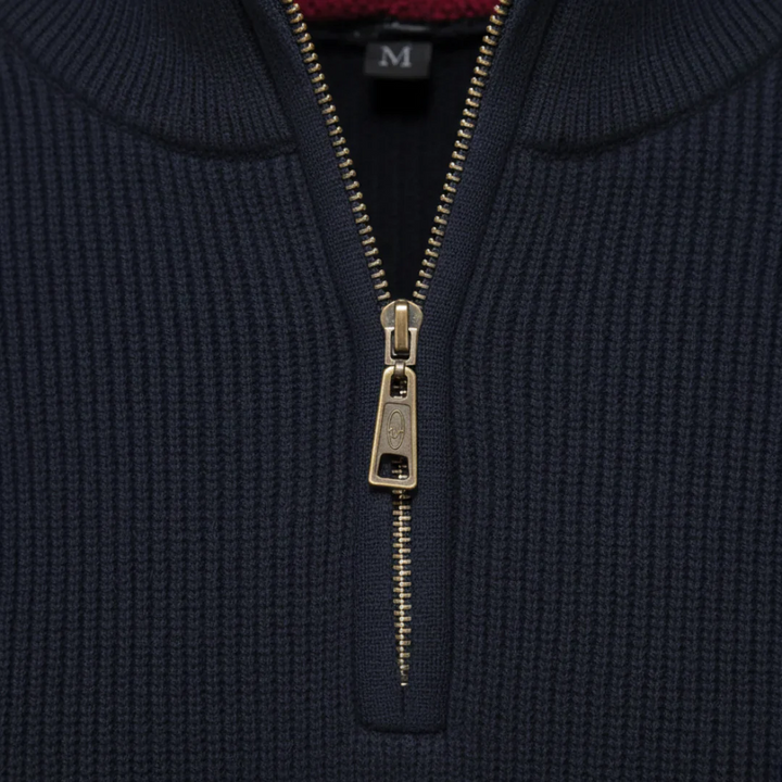 Pull pour homme à col montant avec demi-fermeture éclair