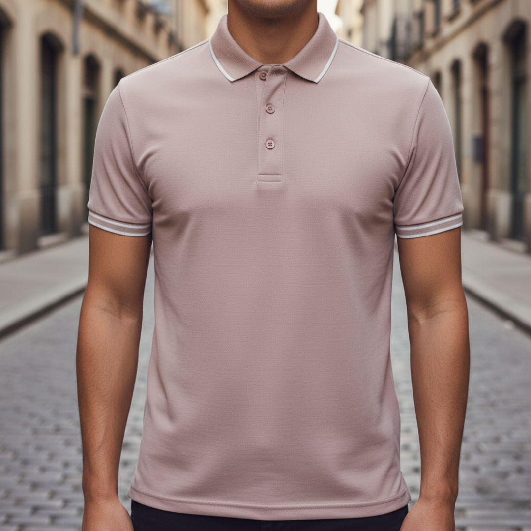 Camiseta tipo polo de manga corta con ribete para hombre