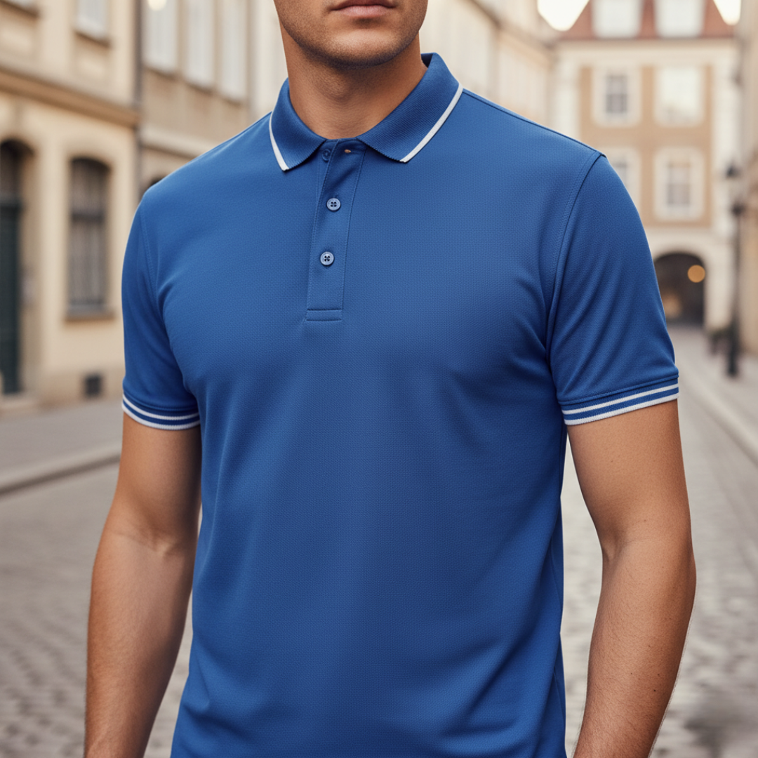 Camiseta tipo polo de manga corta con ribete para hombre