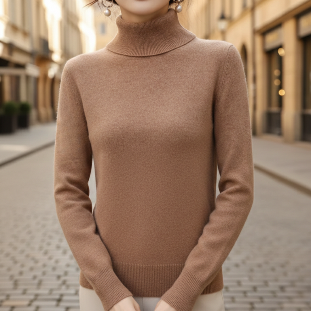 Pull à col roulé en maille à manches longues pour femme