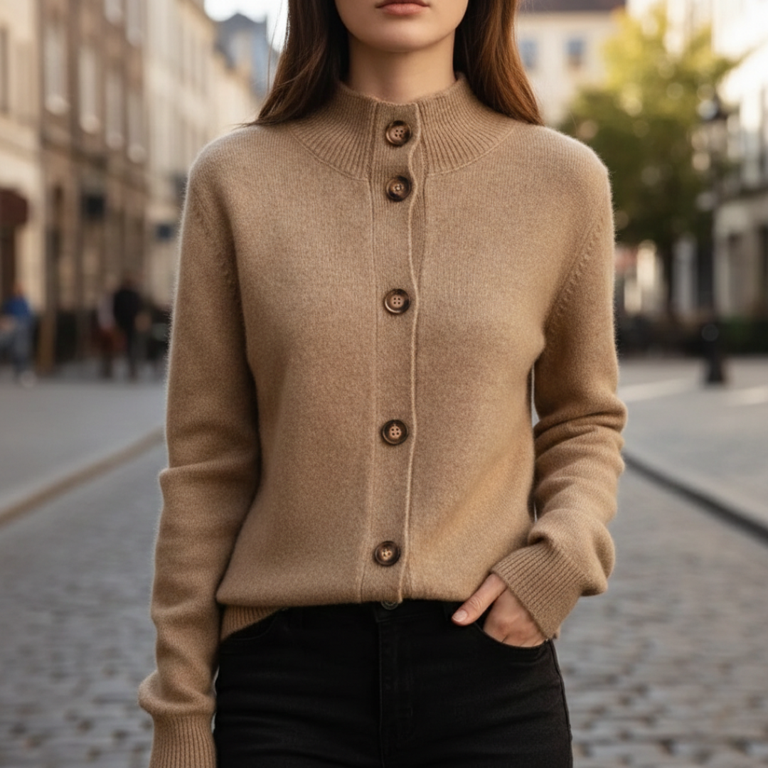 Cardigan en laine tricotée à boutons, manches longues, pour femmes