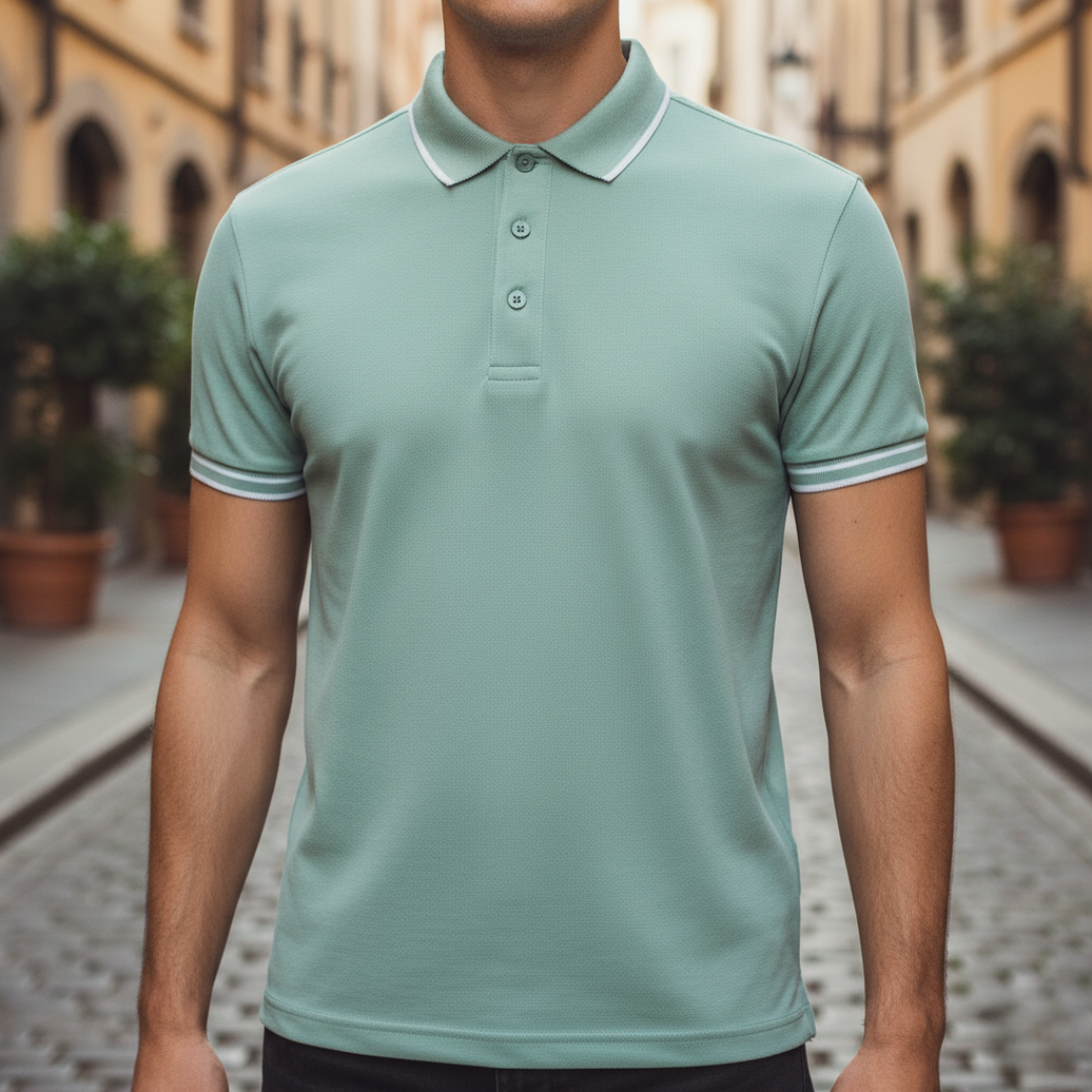 Camiseta tipo polo de manga corta con ribete para hombre