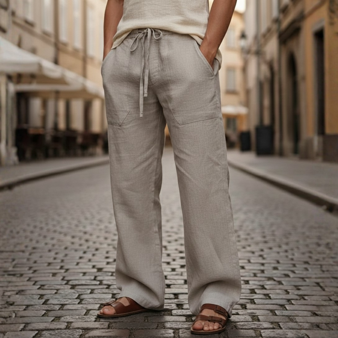 Pantalon ample en lin à cordon pour homme