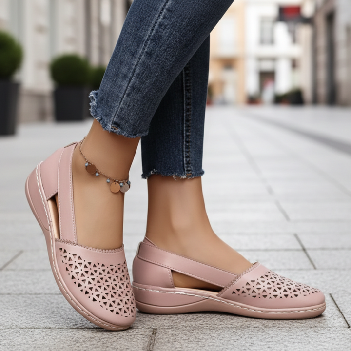 Zapatos ortopédicos sin cordones con recortes para mujer