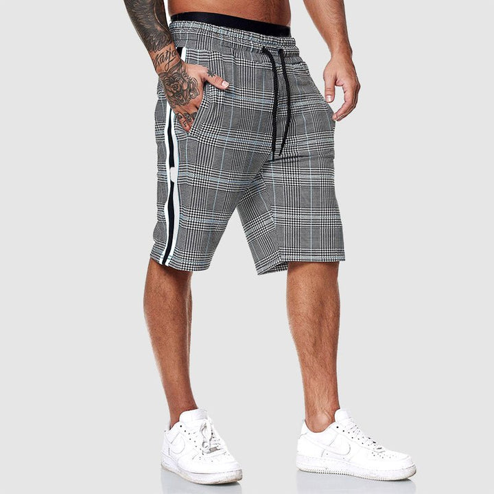 Men's Alpha Plaid Shorts | Side Stripe Front