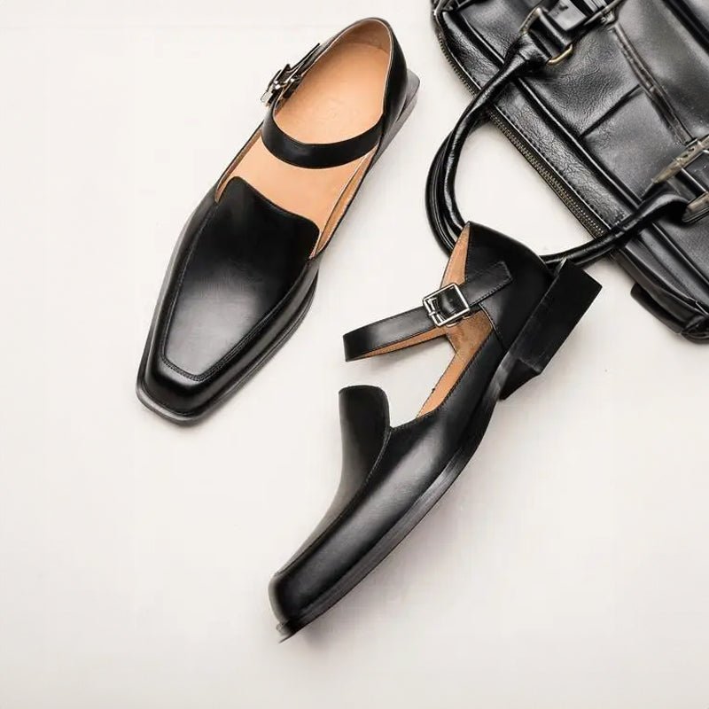 Men's Ankle Strap Leather Sandals | Closed Toe Detail