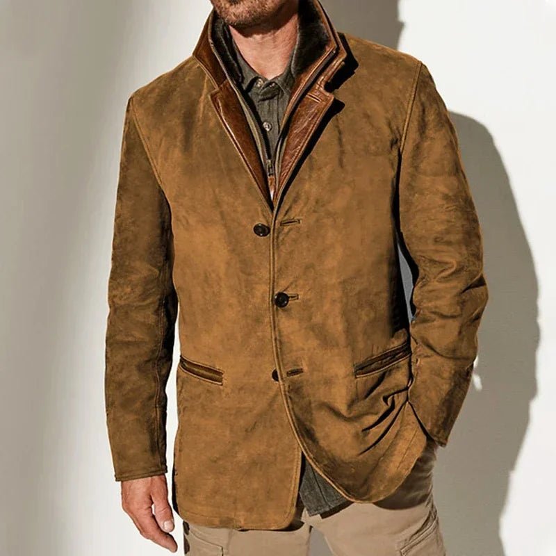 Men's Bib Collar Vintage Suede Coat | Tailored Back