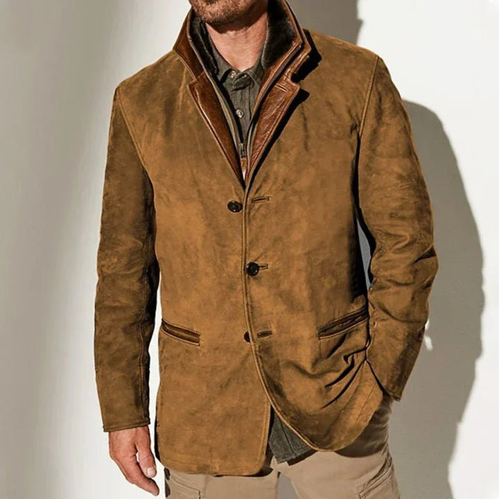 Men's Bib Collar Vintage Suede Coat | Tailored Back