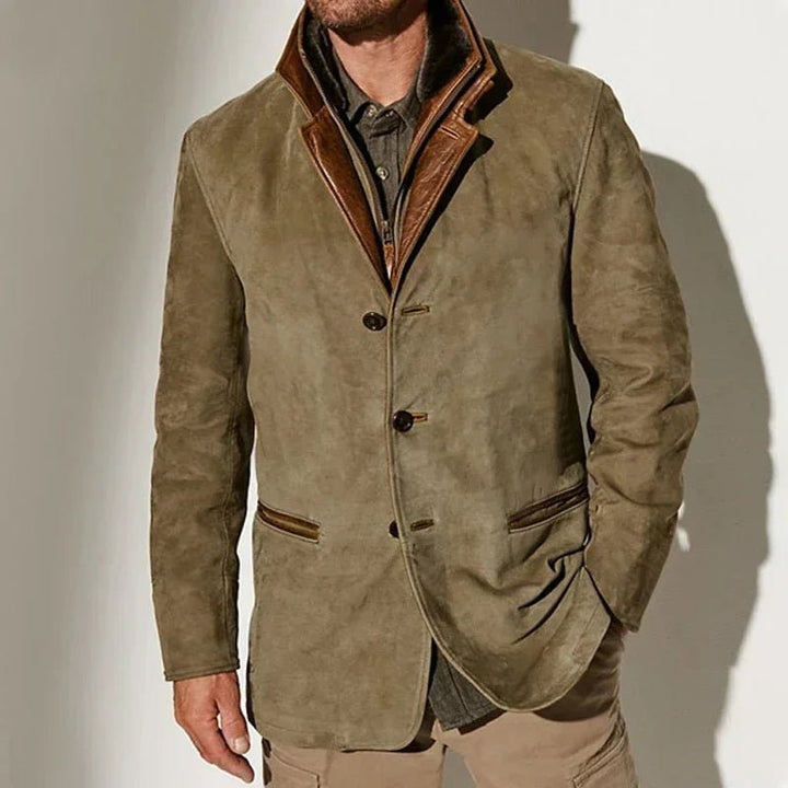Men's Bib Collar Vintage Suede Coat | Tailored Hero