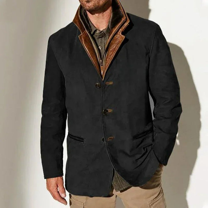 Men's Bib Collar Vintage Suede Coat | Tailored Side