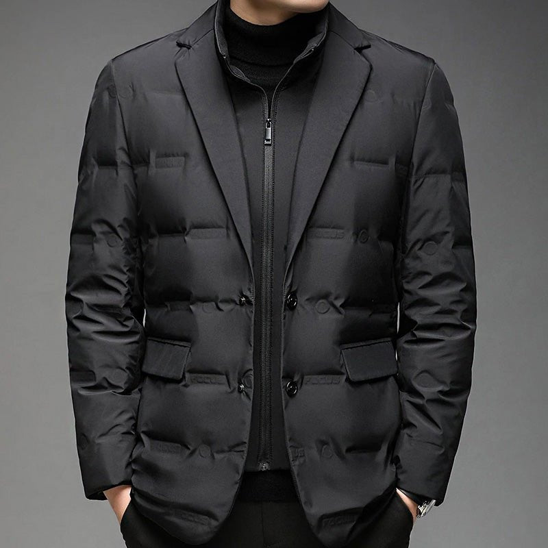 Men's Blazer-Collar Down Winter Jacket | Duck Down Front