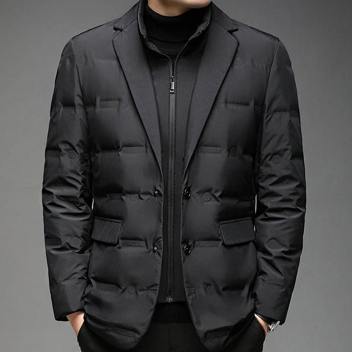 Men's Blazer-Collar Down Winter Jacket | Duck Down Front