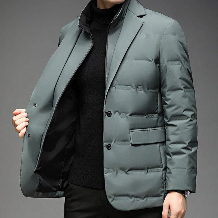 Men's Blazer-Collar Down Winter Jacket | Duck Down Side