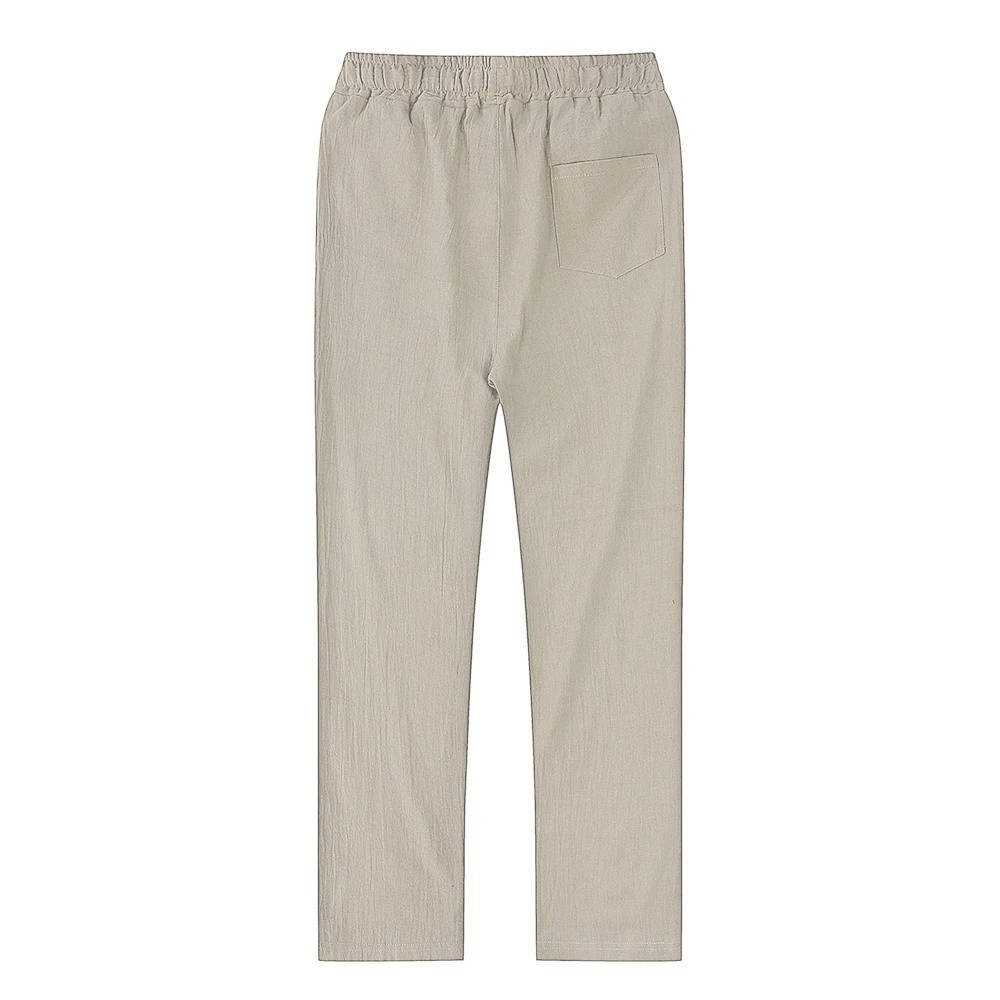 Men's Breathable Lightweight Linen Pants | Color-Block Close Up