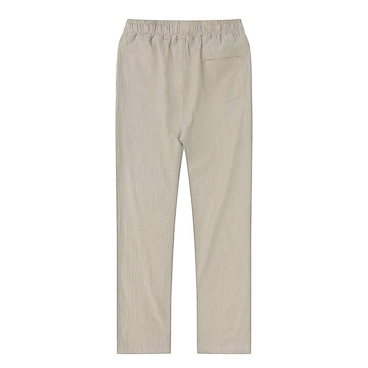 Men's Breathable Lightweight Linen Pants | Color-Block Close Up