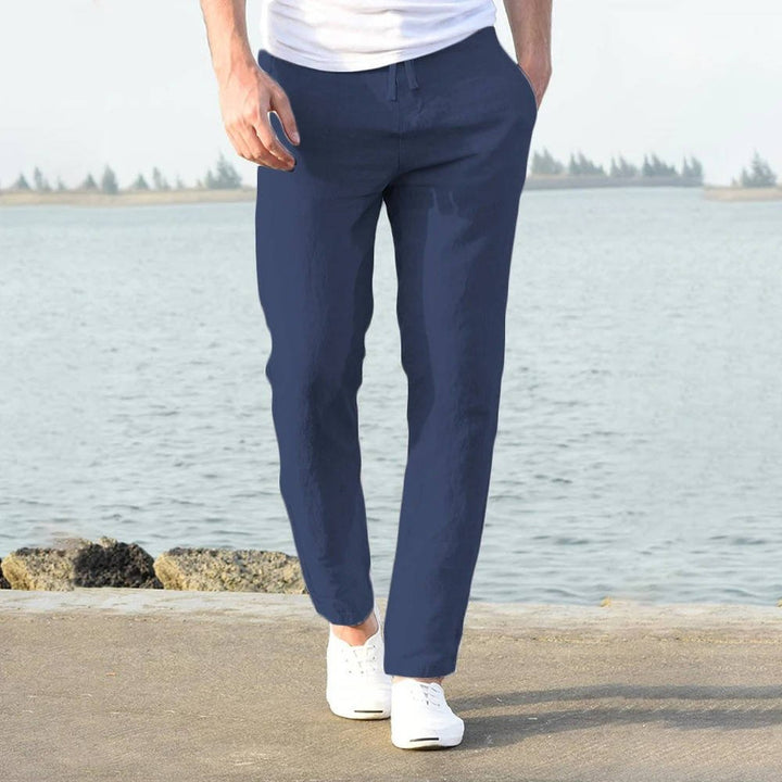 Men's Breathable Lightweight Linen Pants | Color-Block View 19